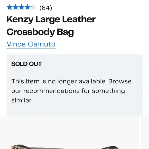 EUC Black Vince Camuto Kenzy Leather Crossbody Bag w/dust bag & card - Picture 5 of 16